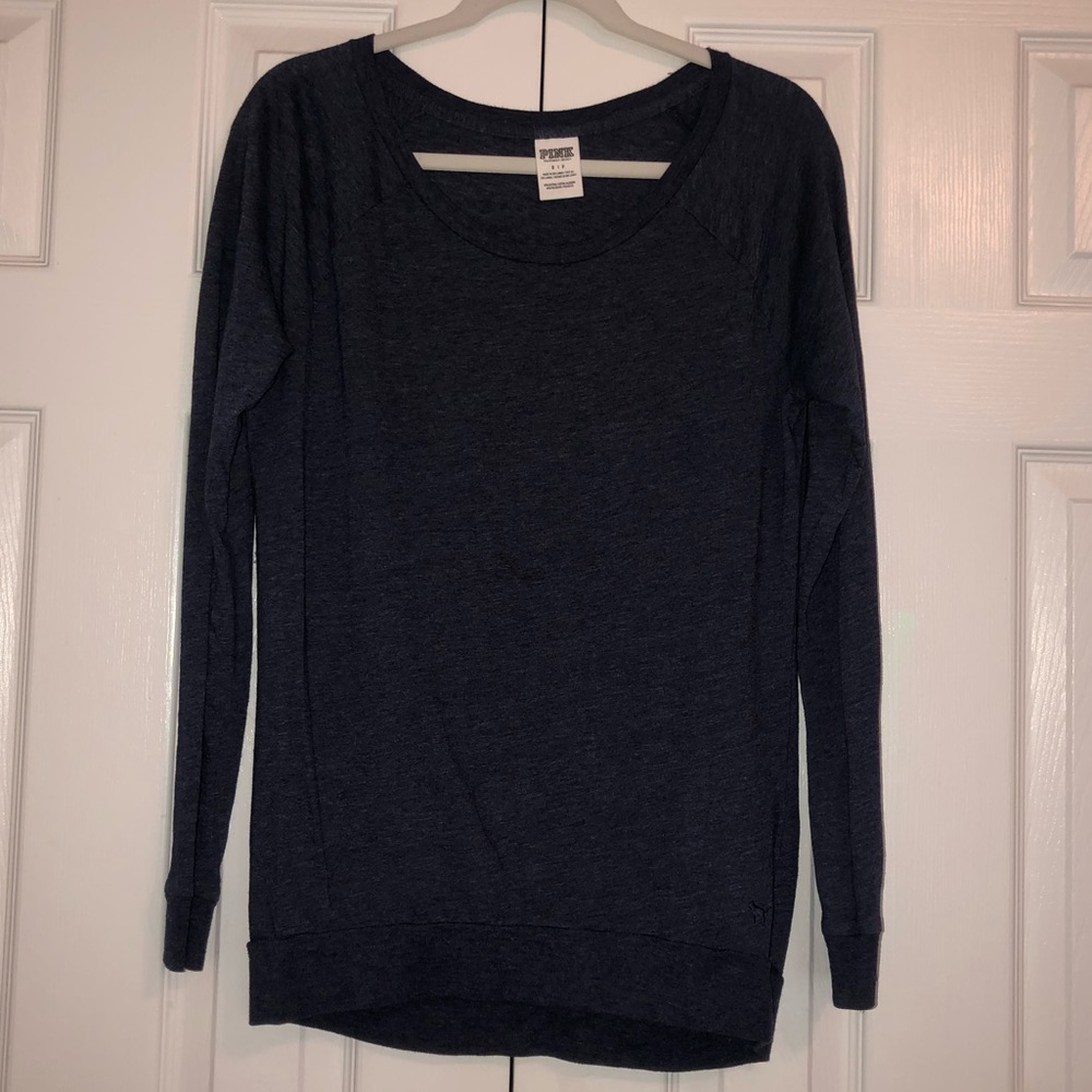 VS PINK Long Sleeve Basic Tee in Navy
